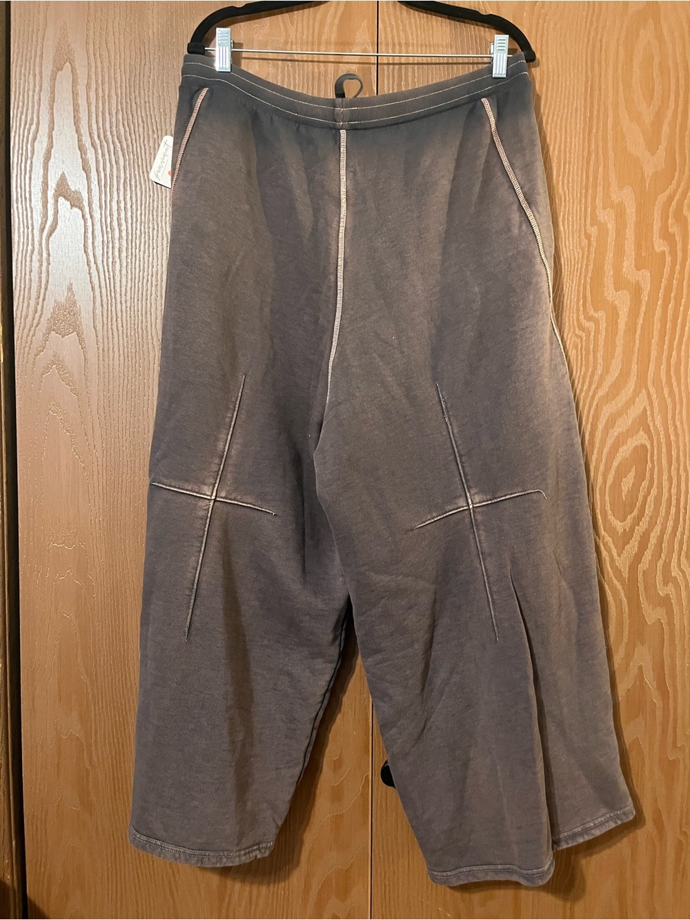 Free People Acid-Washed Brown Wide-Leg Sweatpants - Picture 3 of 6